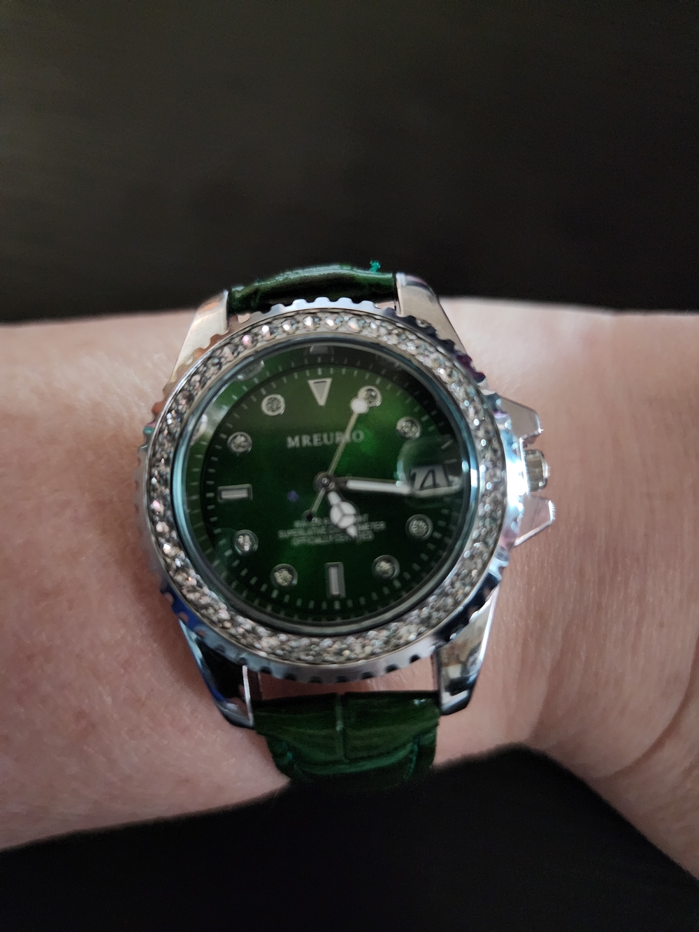 Emerald Green Crystal Bezel Women's Watch